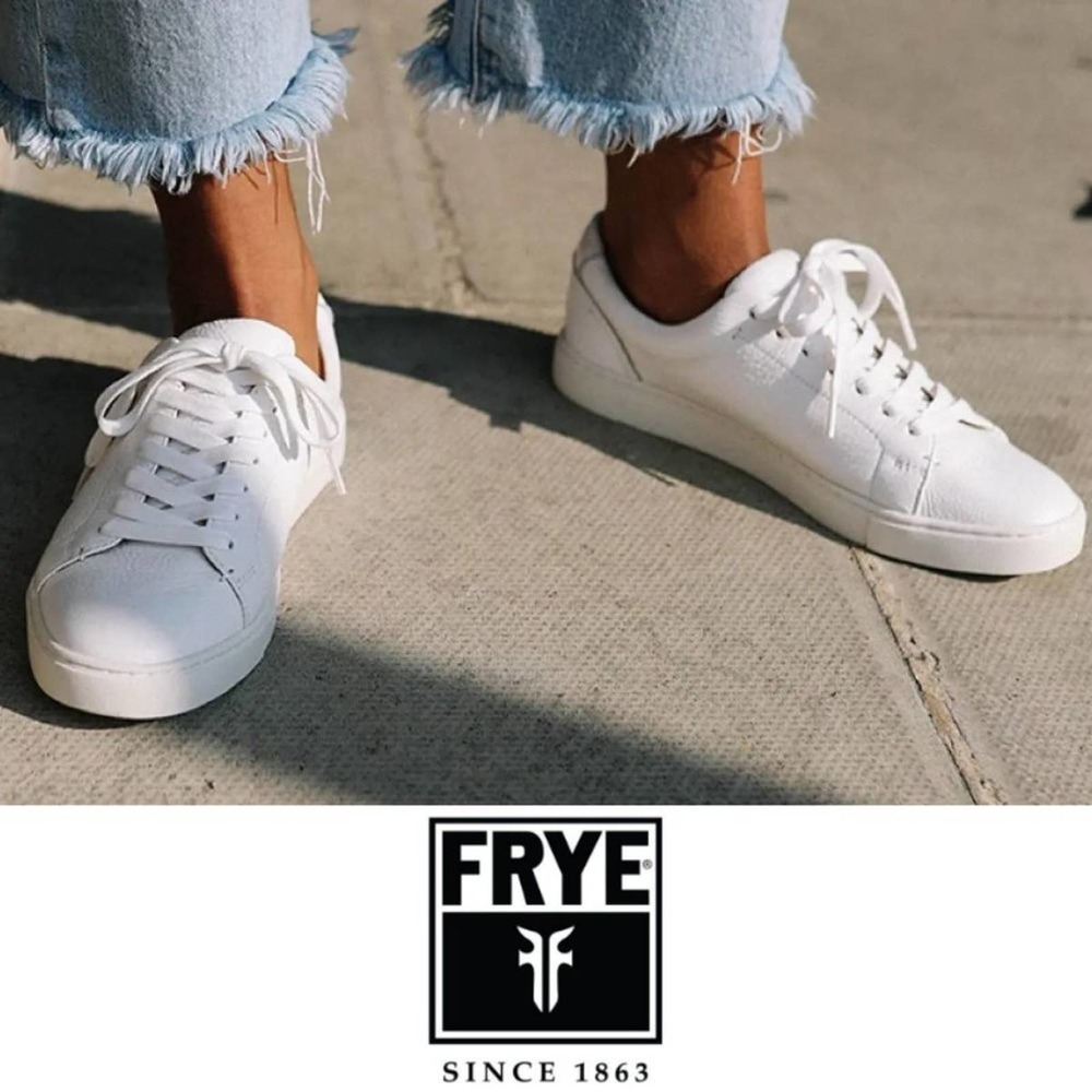 Frye White Leather Lace Low Sneakers in Size 9 - Picture 3 of 9